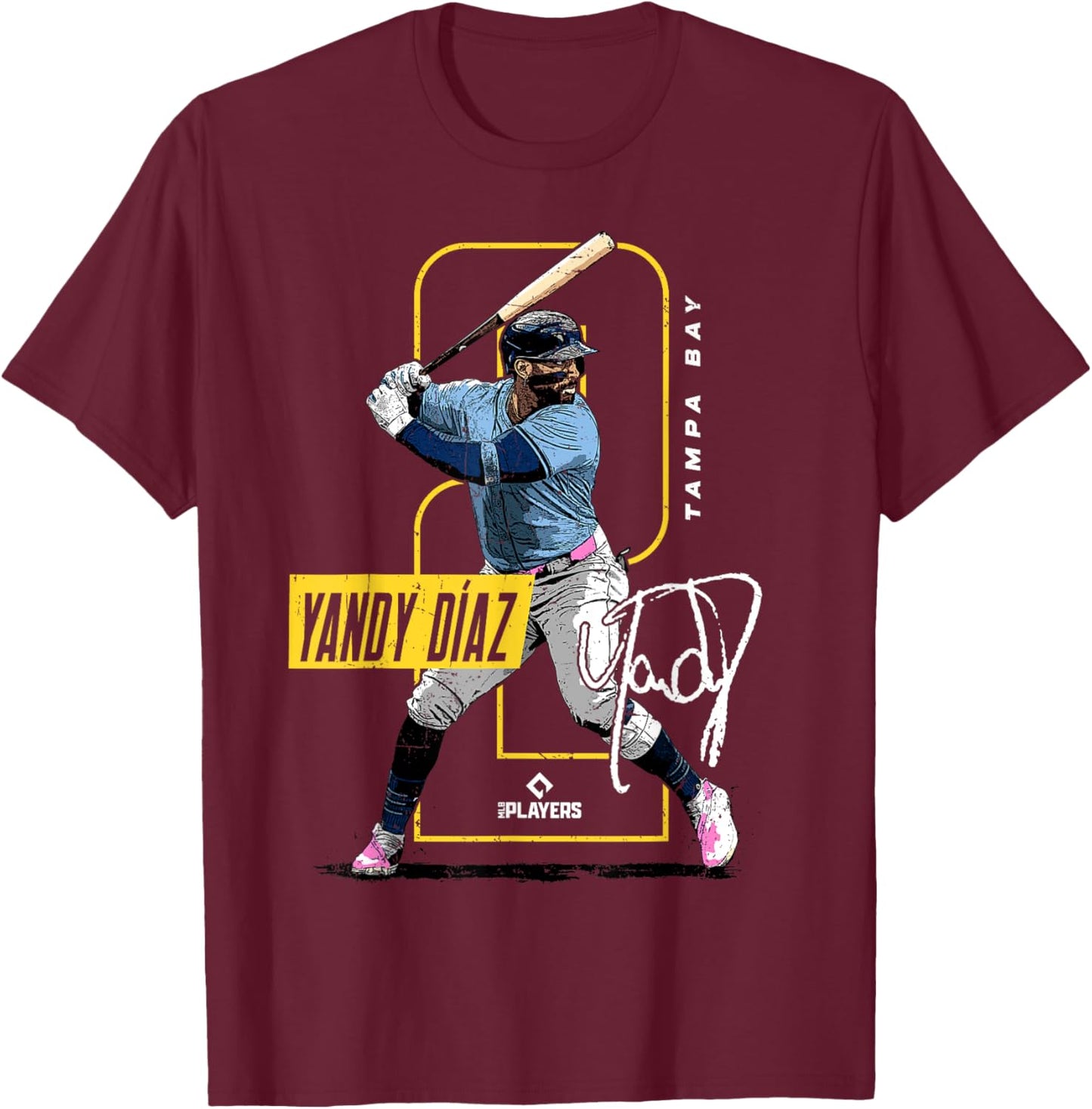 Yandy Díaz | MLB Baseball Players| MLBYDI201M T-Shirt - T-Shirt | Maroon