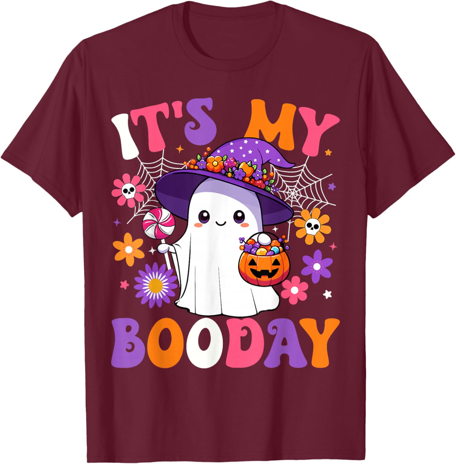 It's My Boo Day Anniversary Funny Halloween Birthday Ghost T-Shirt - T-Shirt | Maroon