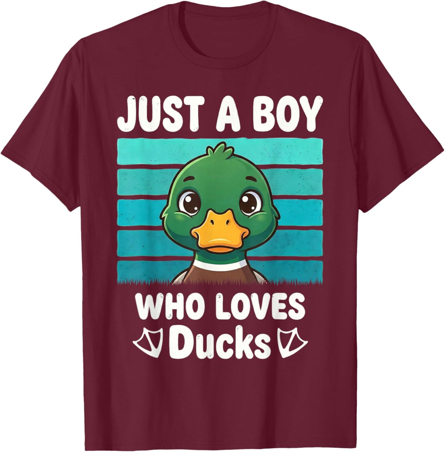 Just a Boy Who Loves Ducks Funny Duck Lover Kids Boys T-Shirt - T-Shirt | Maroon