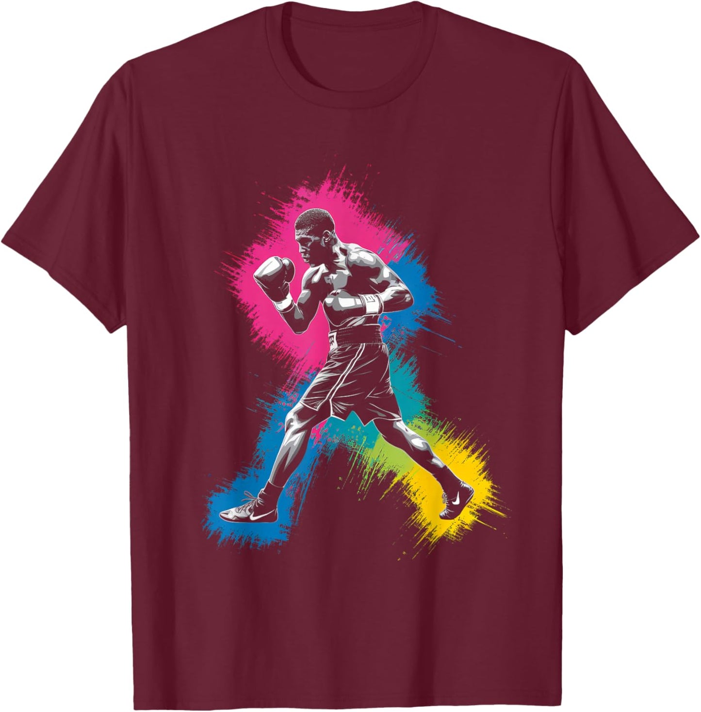 Colorful Boxing Player Women Kids Boxing Lovers T-Shirt - T-Shirt | Maroon