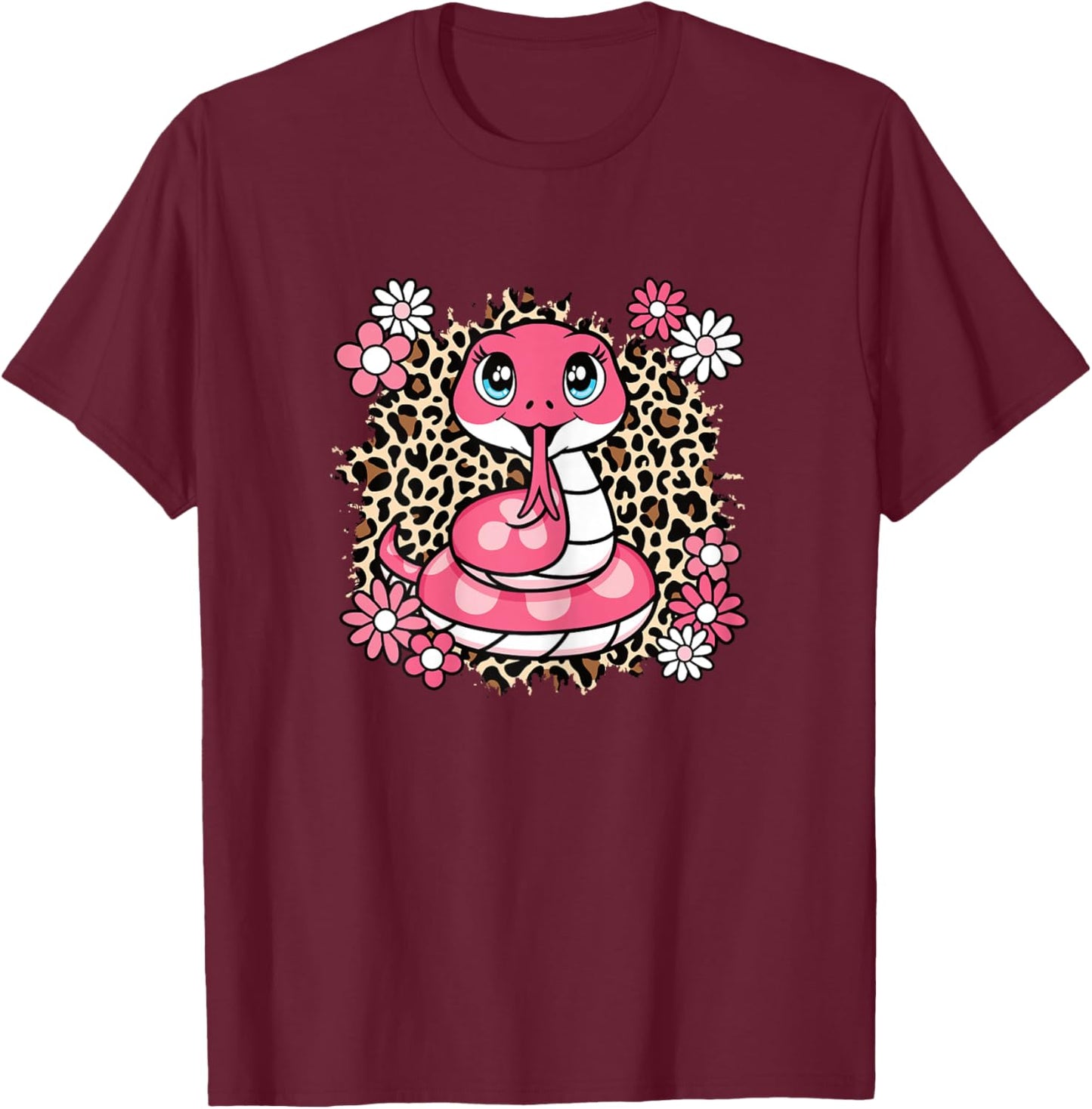 Cute Snake Lover Women Girls Kids T-Shirt - T-Shirt | Maroon