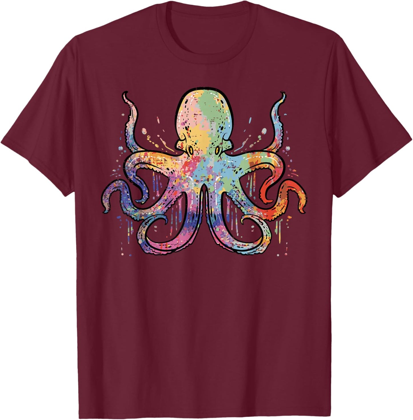 Colorful Octopus Cephalopod Animal Women Girls Kids Toddler T-Shirt - T-Shirt | Maroon