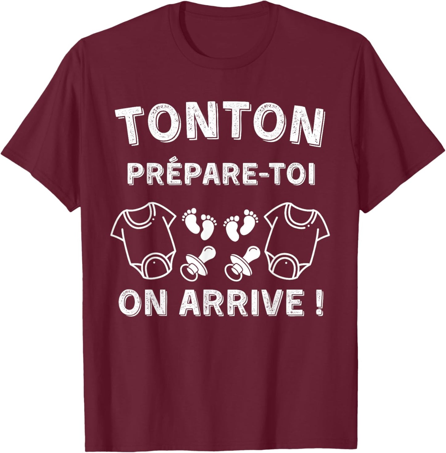 Tonton de Jumeaux - Original Gift Announcement Pregnancy T-Shirt - T-Shirt | Maroon