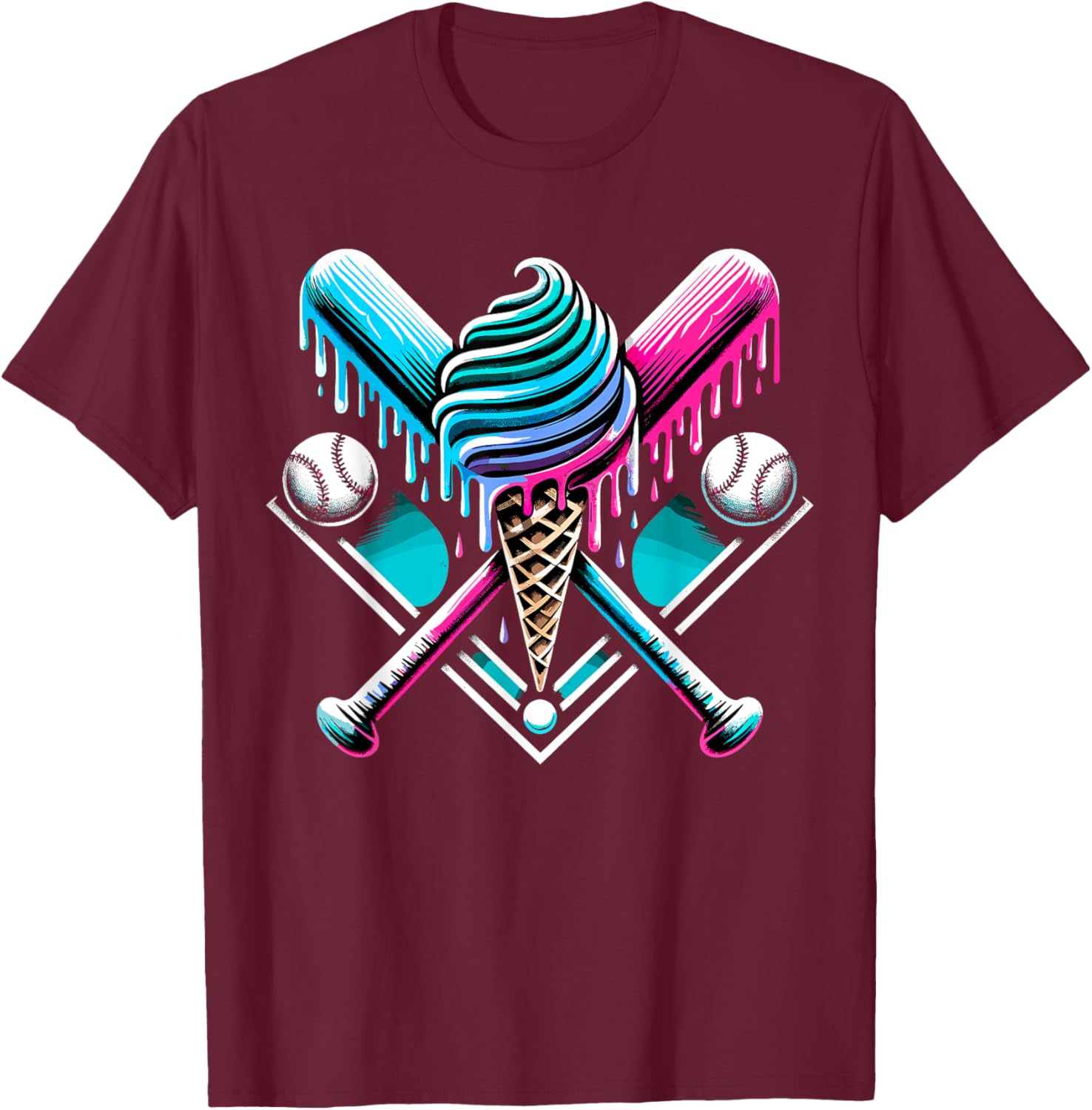 Drip Baseball Bat Dripping Lover T-Shirt - T-Shirt | Maroon