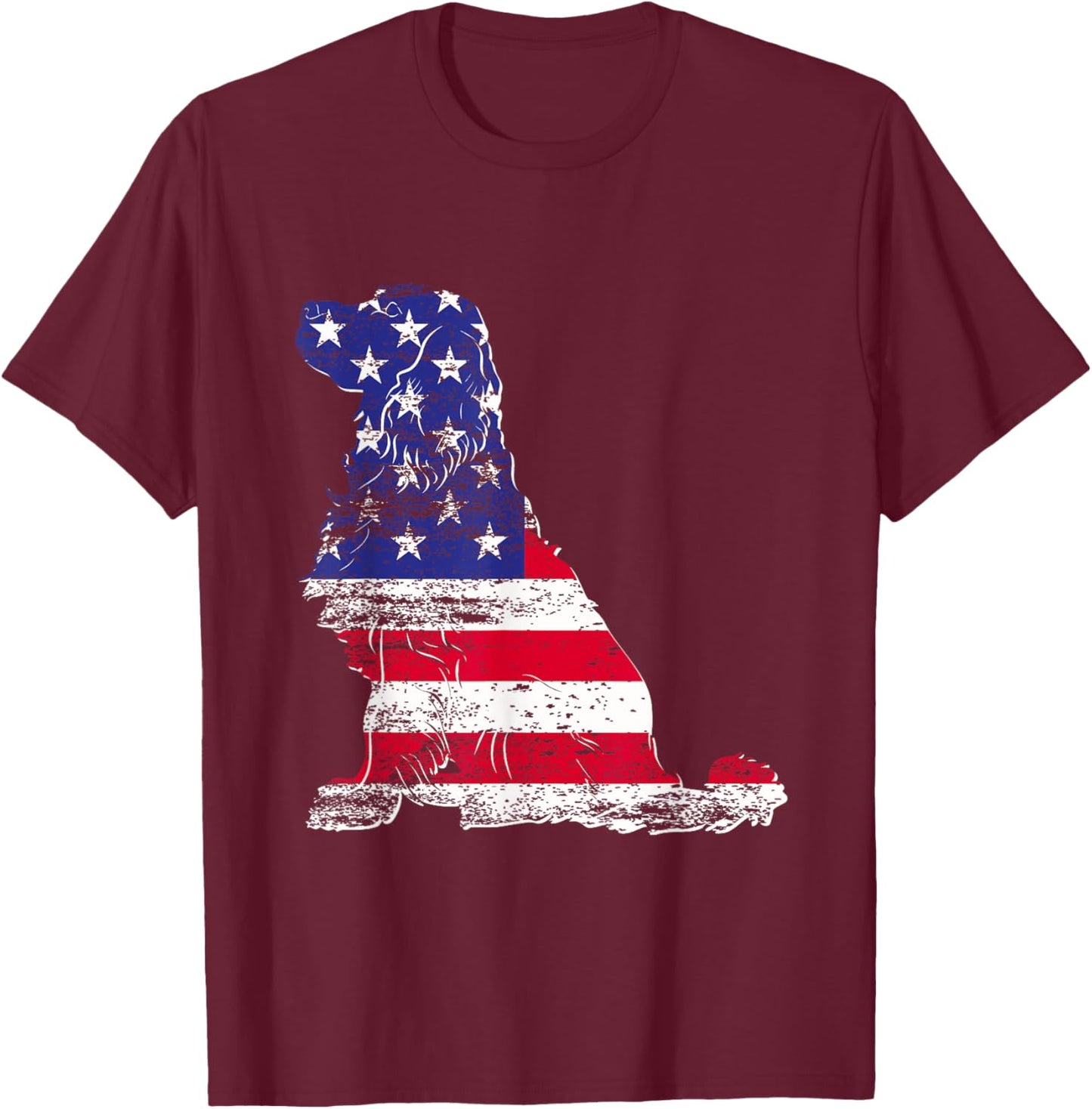 Golden Retriever American Flag USA Fan Dog Owner USA Flag T-Shirt - T-Shirt | Maroon