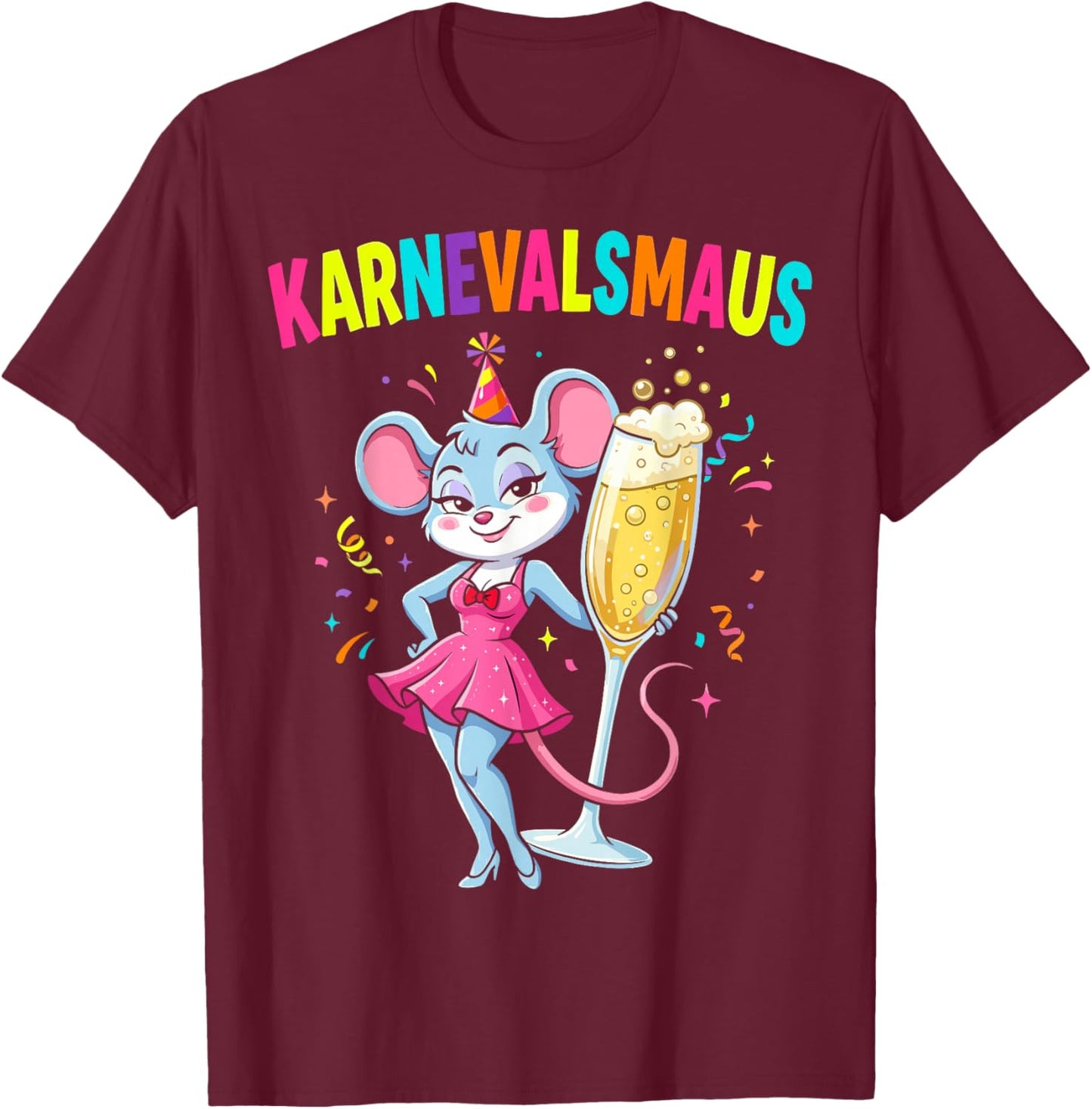 Carnival Mouse Women's Costume Replacement Cologne Carnival T-Shirt - T-Shirt | Maroon