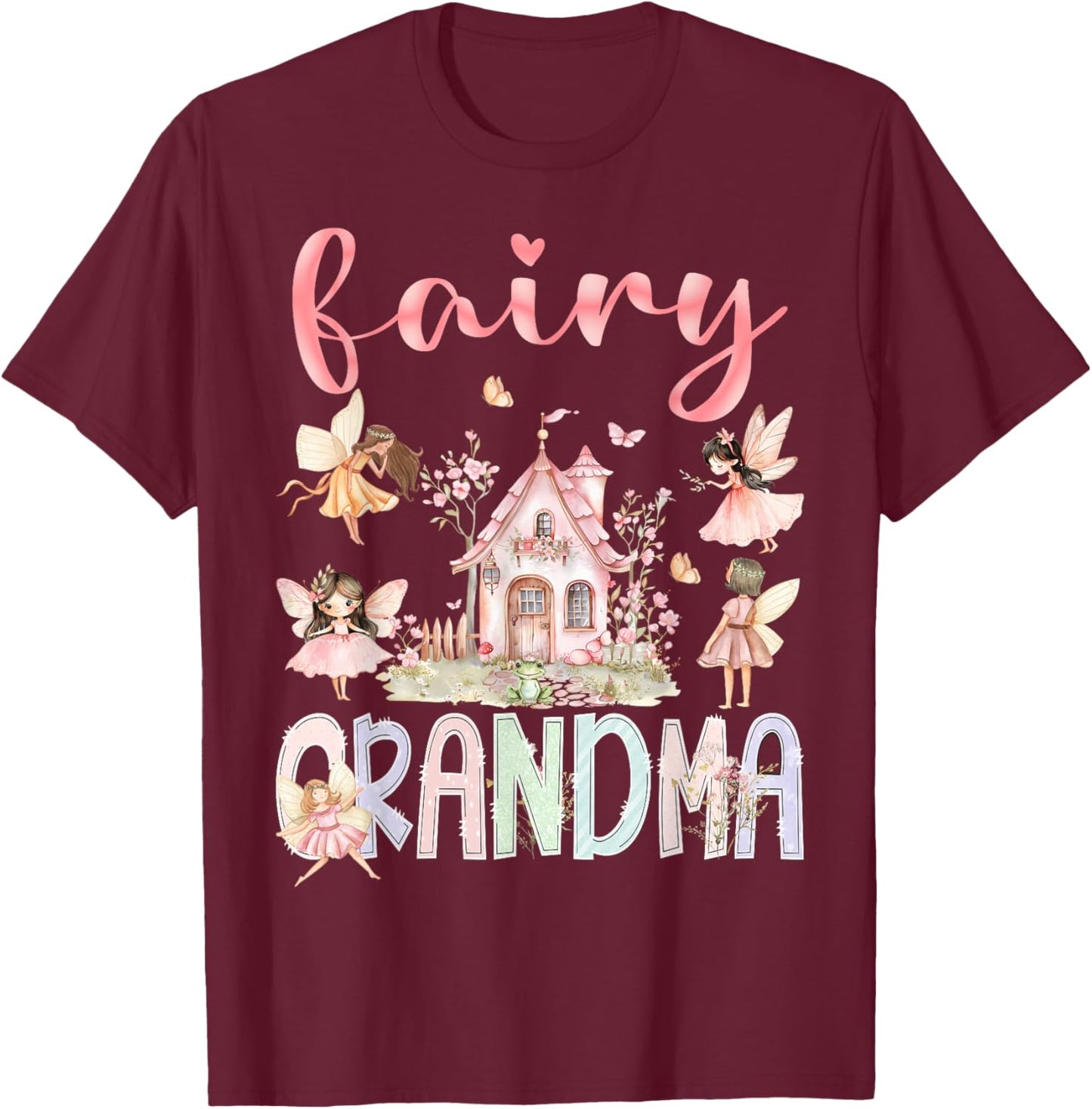 Fairy Grandma Magical Floral Funny Birthday Girl Fairytale T-Shirt - T-Shirt | Maroon