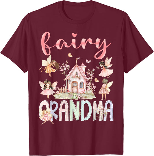 Fairy Grandma Magical Floral Funny Birthday Girl Fairytale T-Shirt - T-Shirt | Maroon