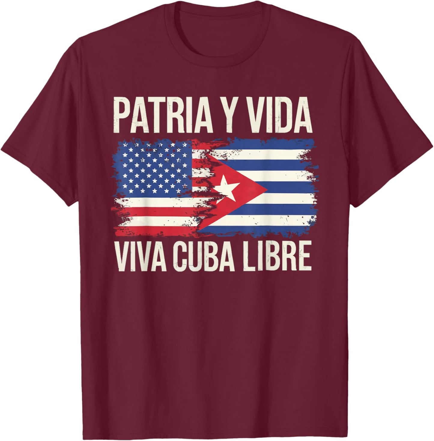 Half Cuban Half American Country USA Flag Cuba America T-Shirt - T-Shirt | Maroon