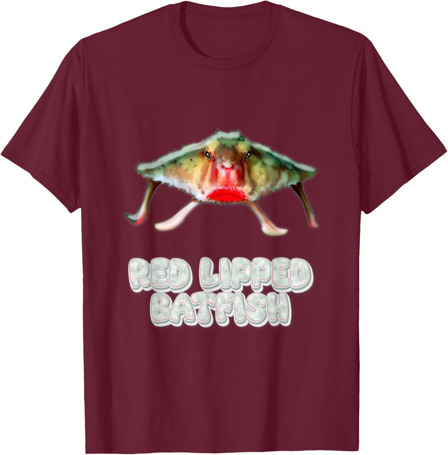 Red Lipped Batfish Photo T-Shirt - T-Shirt | Maroon
