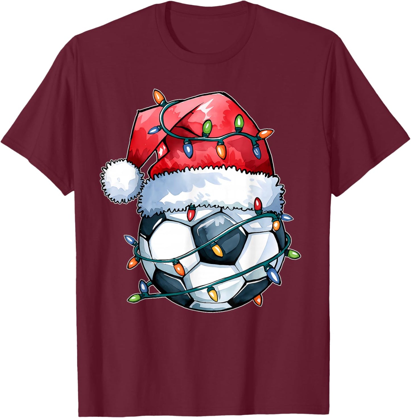 Santa Sports Design Boys Christmas Soccer Player T-Shirt - T-Shirt | Maroon