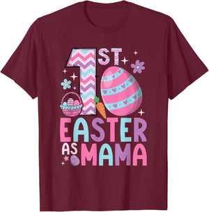 First Easter As Mama Matching Family 1st Easter New Mom T-Shirt - T-Shirt | Maroon