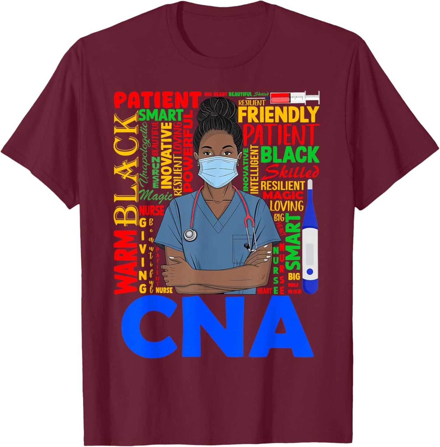 Black Strong Nurse CNA Afro Melanin African American Women T-Shirt - T-Shirt | Maroon