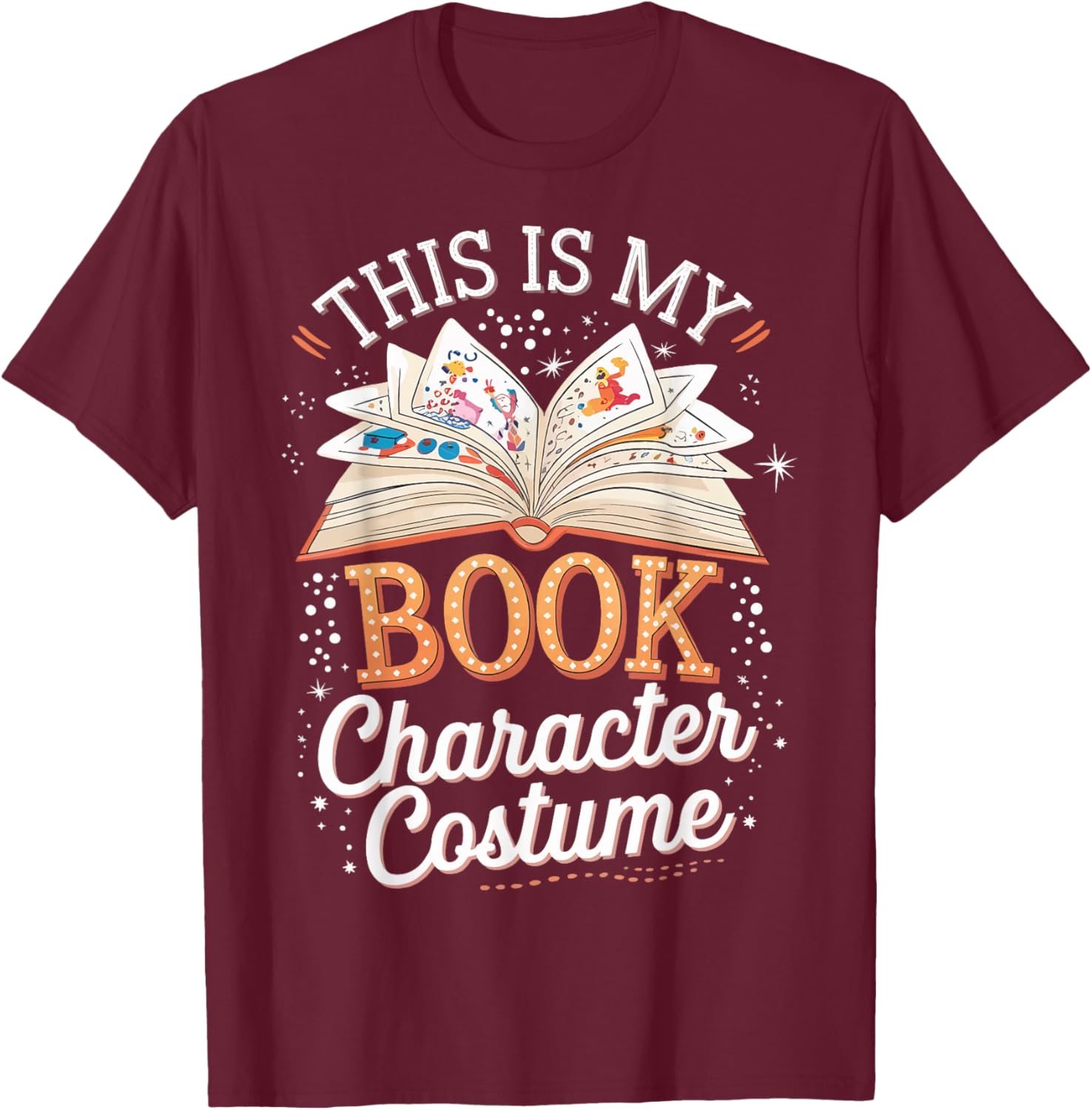 This Is My Book Character Costume T-Shirt - T-Shirt | Maroon