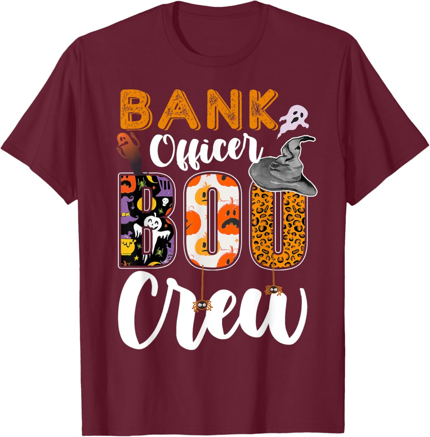 Bank Officer Boo Crew Halloween Matching Banker T-Shirt - T-Shirt | Maroon