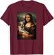 English Bulldog Mona Lisa Painting Art Dog Mom Dad Women Girls Kids T-Shirt - T-Shirt | Maroon