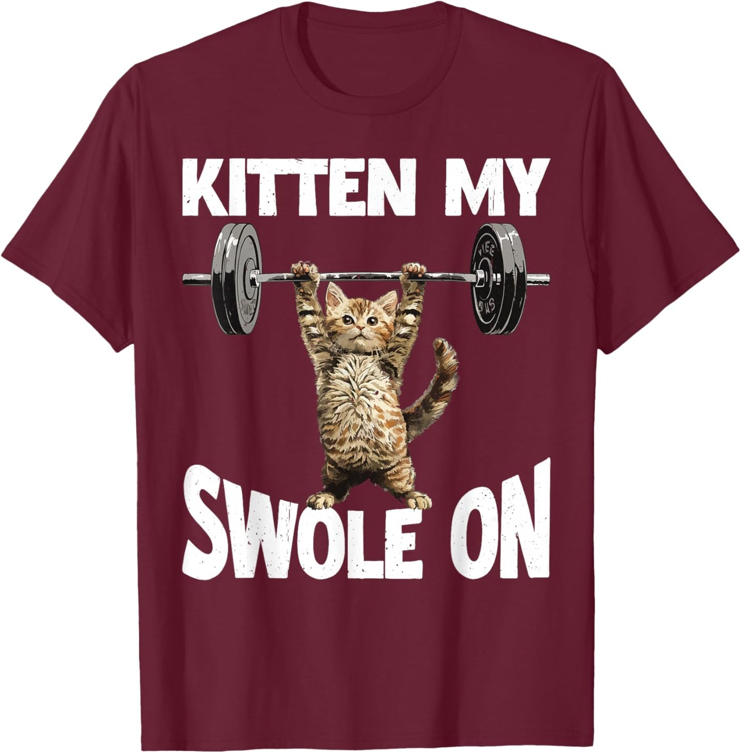 Kitten My Swole On Cute Gym Workout T-Shirt - T-Shirt | Maroon