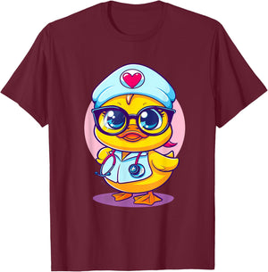Rubber Duck Nurse Medical Rubber Duck Stethoscope Nursing T-Shirt - T-Shirt | Maroon