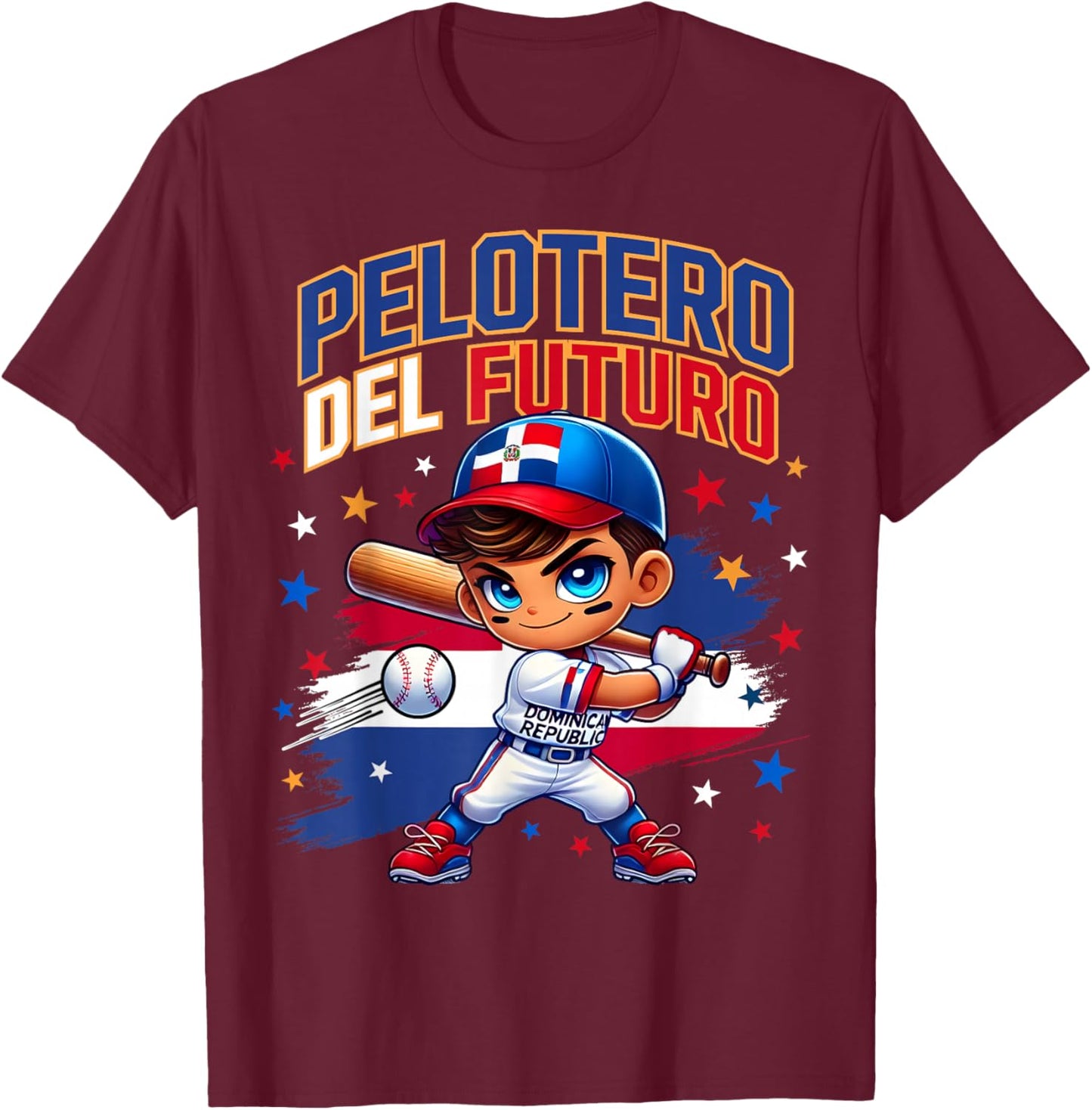 Pelotero del Futuro Republica Dominicana Flag for Boys Kids T-Shirt - T-Shirt | Maroon