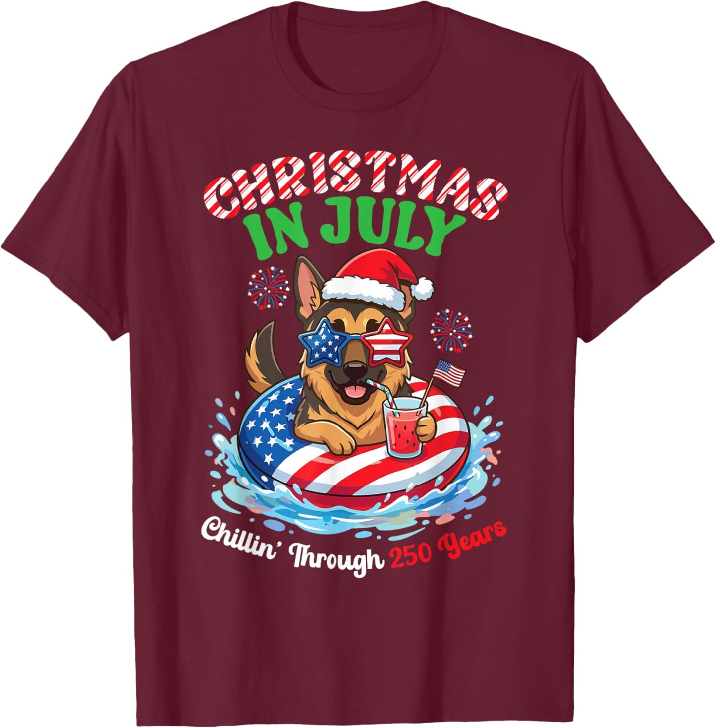 Christmas uly German Shepherd Dog Chillin Through 250 Yrs T-Shirt - T-Shirt | Maroon