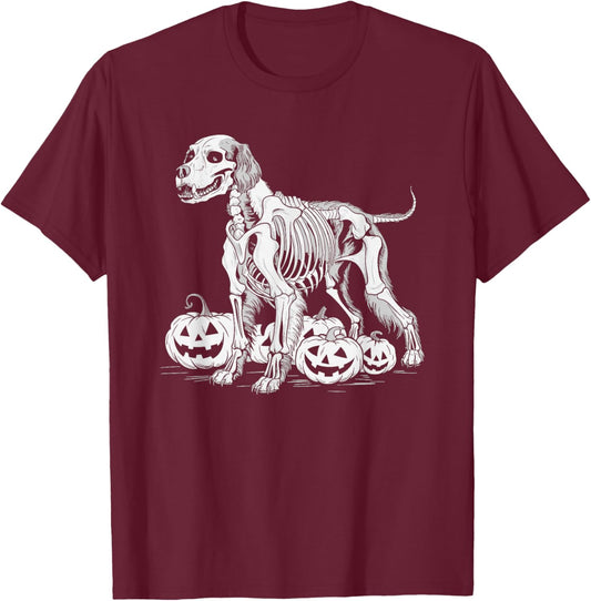 English Springer Spaniel Skeleton Birthday Halloween Kids T-Shirt - T-Shirt | Maroon