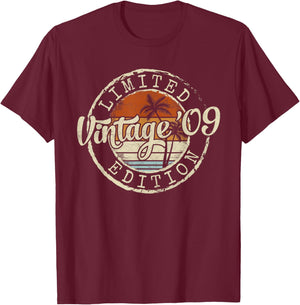 Vintage 2009 16th Birthday Gifts for Boys Girls 16 Year Old T-Shirt - T-Shirt | Maroon