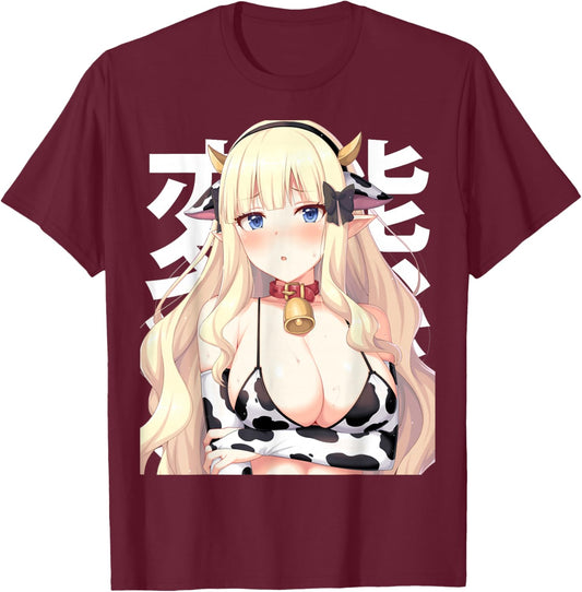 Anime Lewd Hudairy Hucow Farm Hufarmers Waifu Otaku T-Shirt - T-Shirt | Maroon