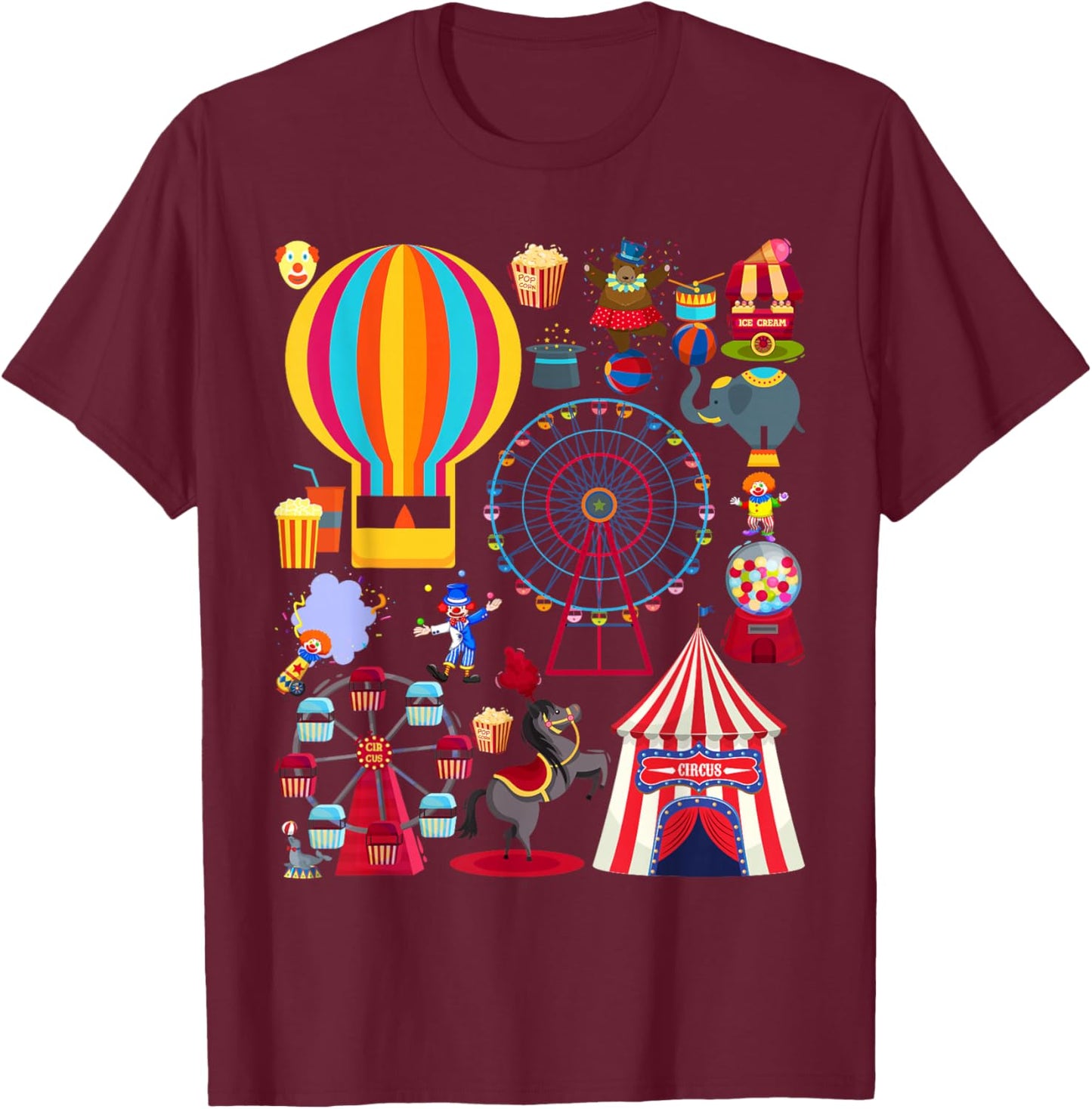 Circus Love Heart Ringmaster Party Circus Men Women Kids Boy T-Shirt - T-Shirt | Maroon