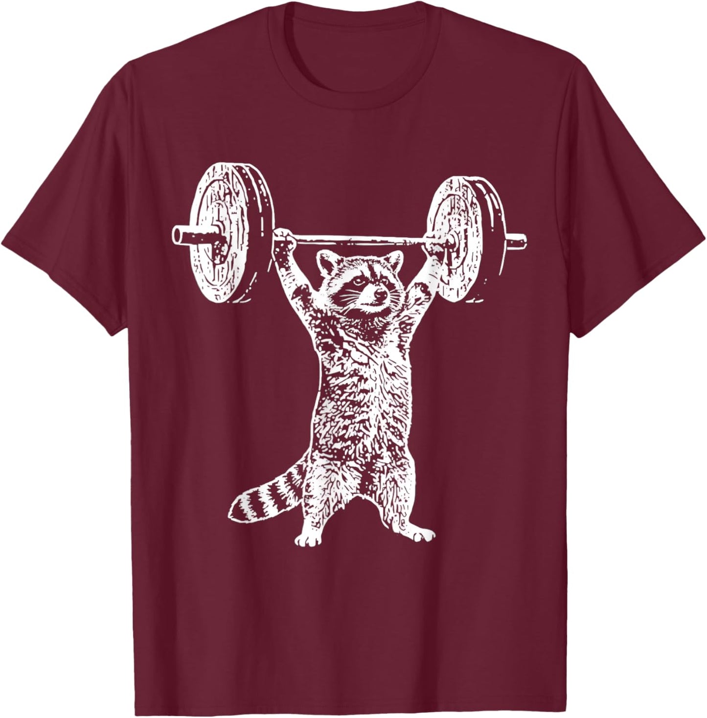 Vintage Retro Gewichtheben Gym Waschbär Kreuzheben Lustig T-Shirt - T-Shirt | Maroon
