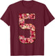 Number 5 Roses Blossoms Petals T-Shirt - T-Shirt | Maroon