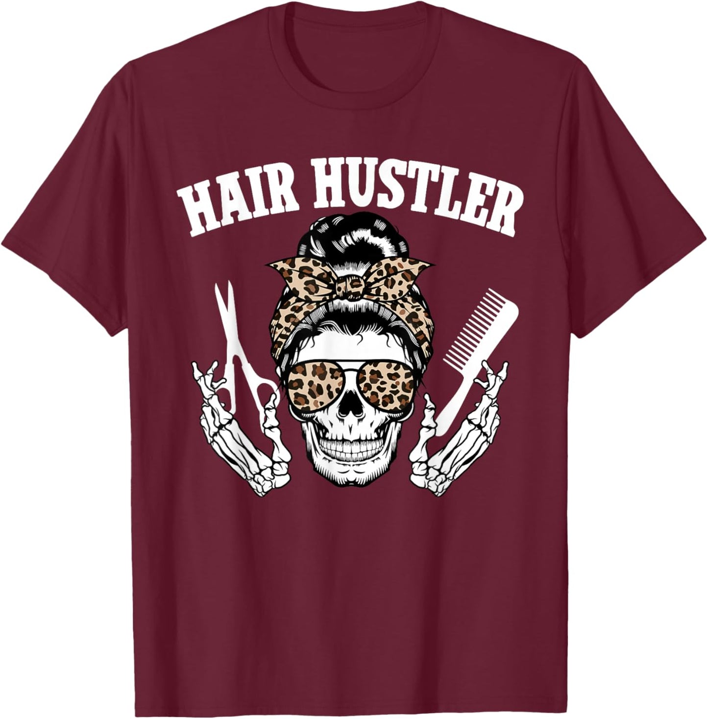 Hair Stylist Leopard Hair Dresser Hairstylist Hairdresser T-Shirt - T-Shirt | Maroon