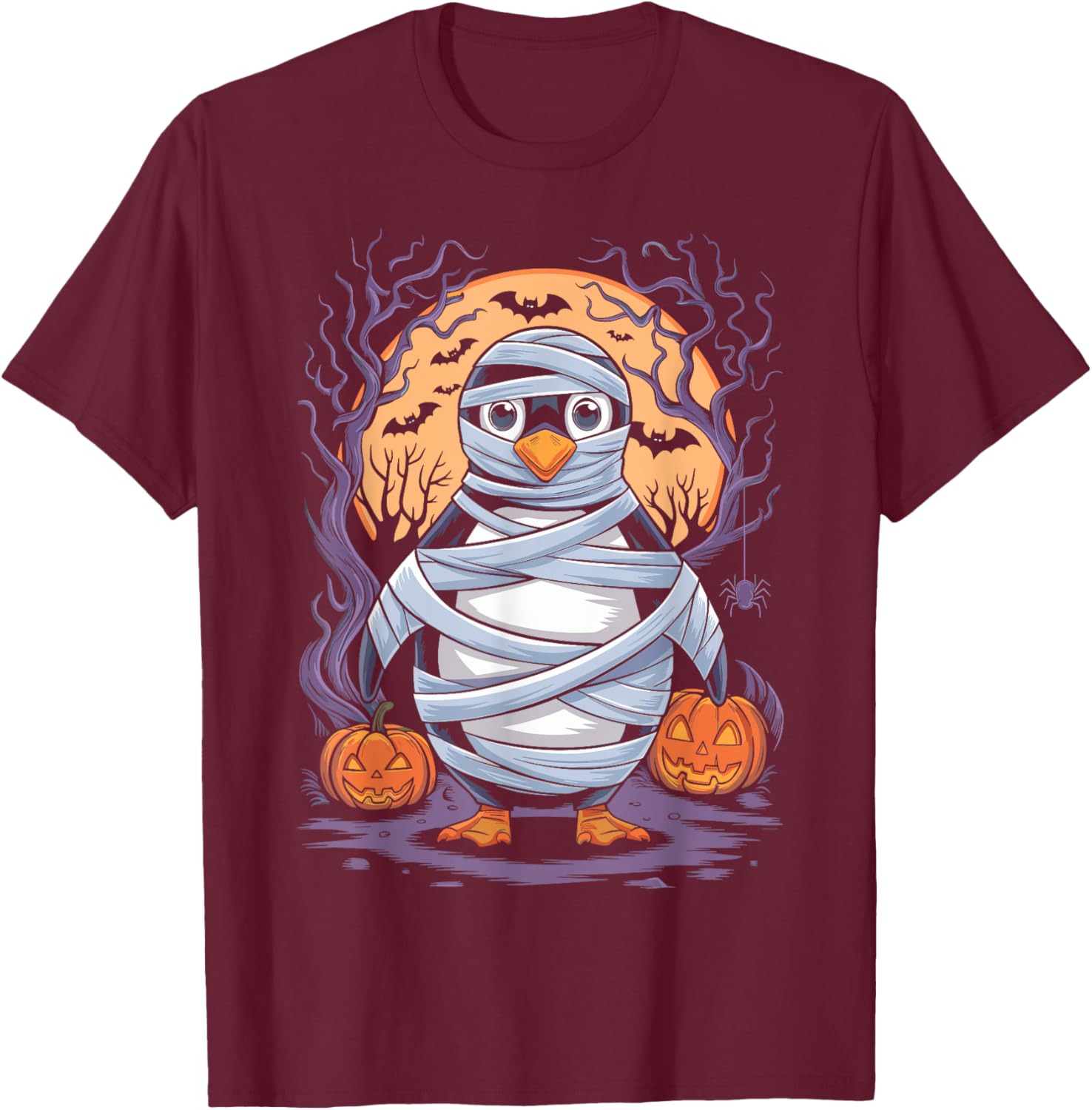 Funny Mummy Penguin Lovers Spooky Halloween Costume T-Shirt - T-Shirt | Maroon