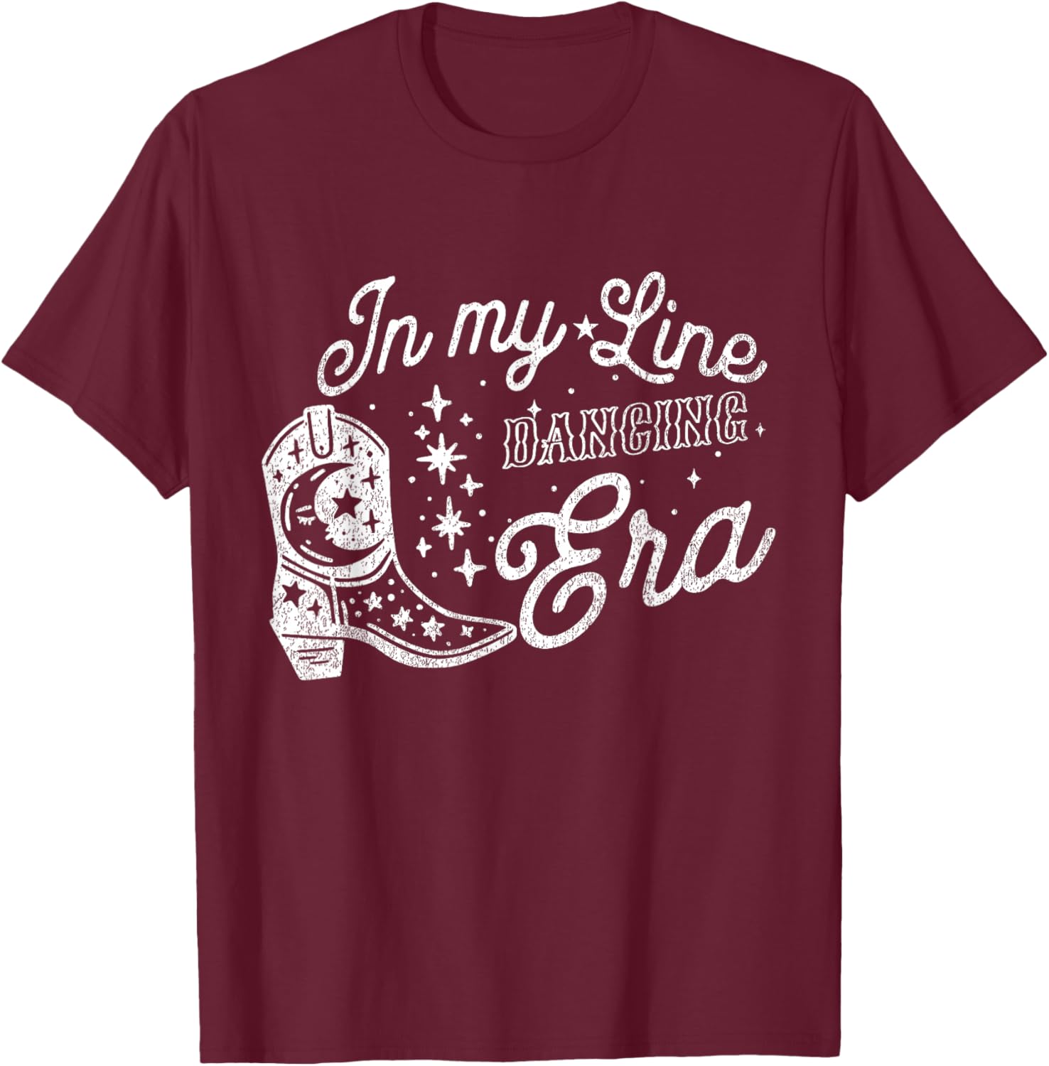 In my Line Dancing Era Cowgirl Line Dancing Teacher Western T-Shirt - T-Shirt | Maroon