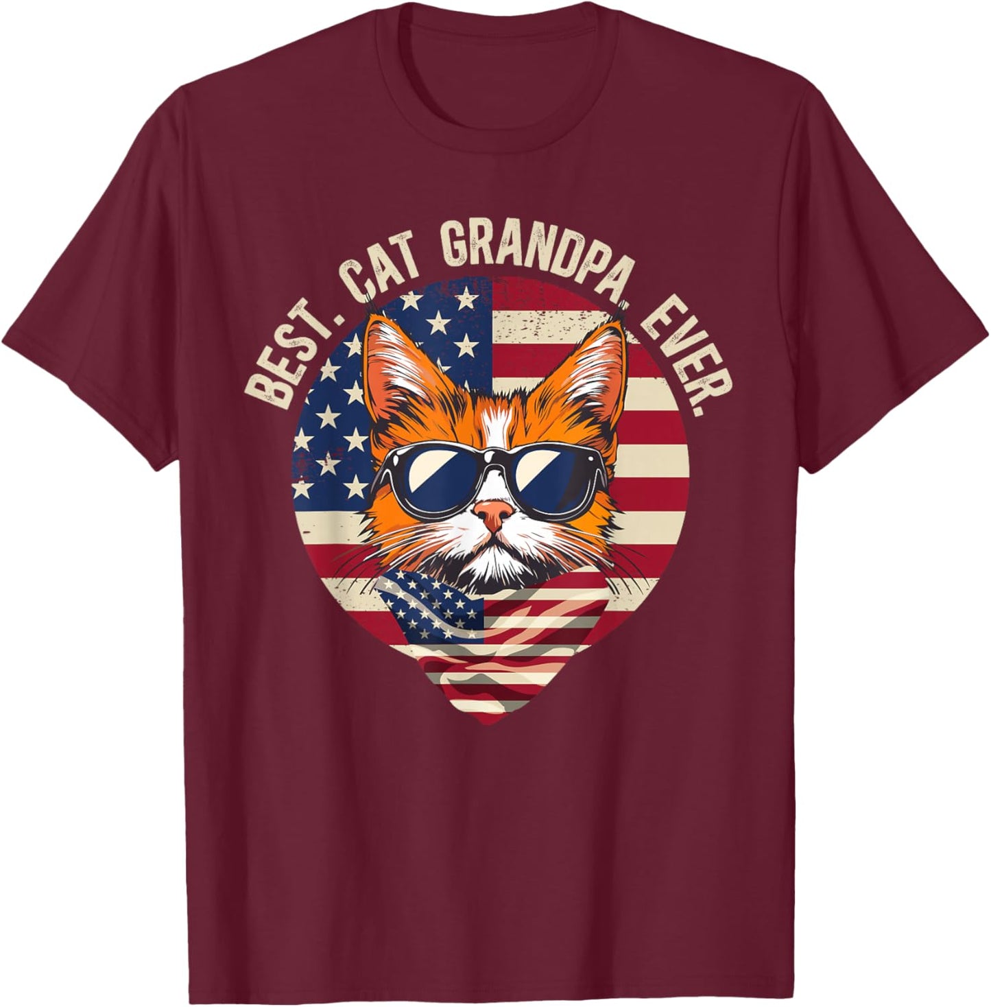 Best Cat Grandpa Ever Cat Lover Grandpa T-Shirt - T-Shirt | Maroon