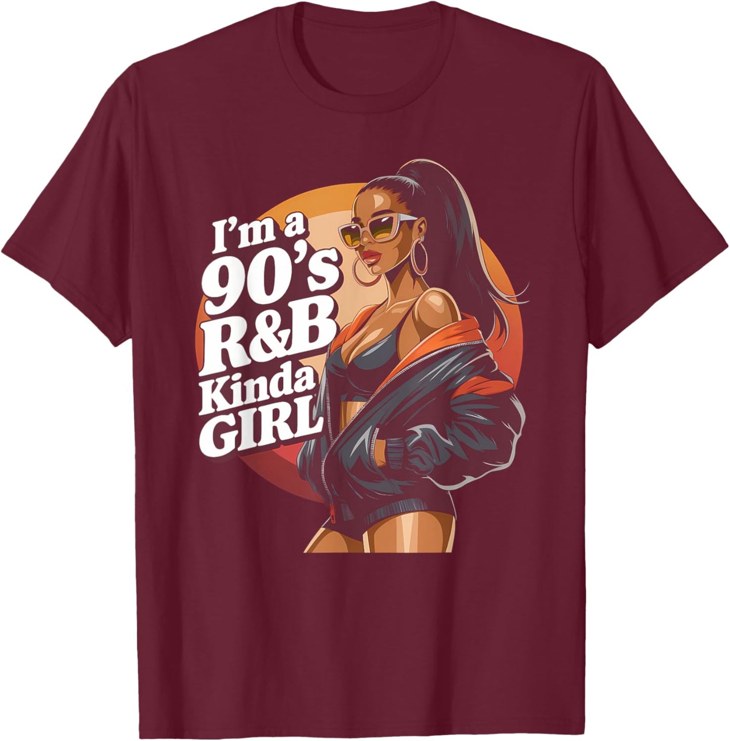 90s R&B Shirts Raised On 90s R&B Girl Hip Hop Muse T-Shirt - T-Shirt | Maroon