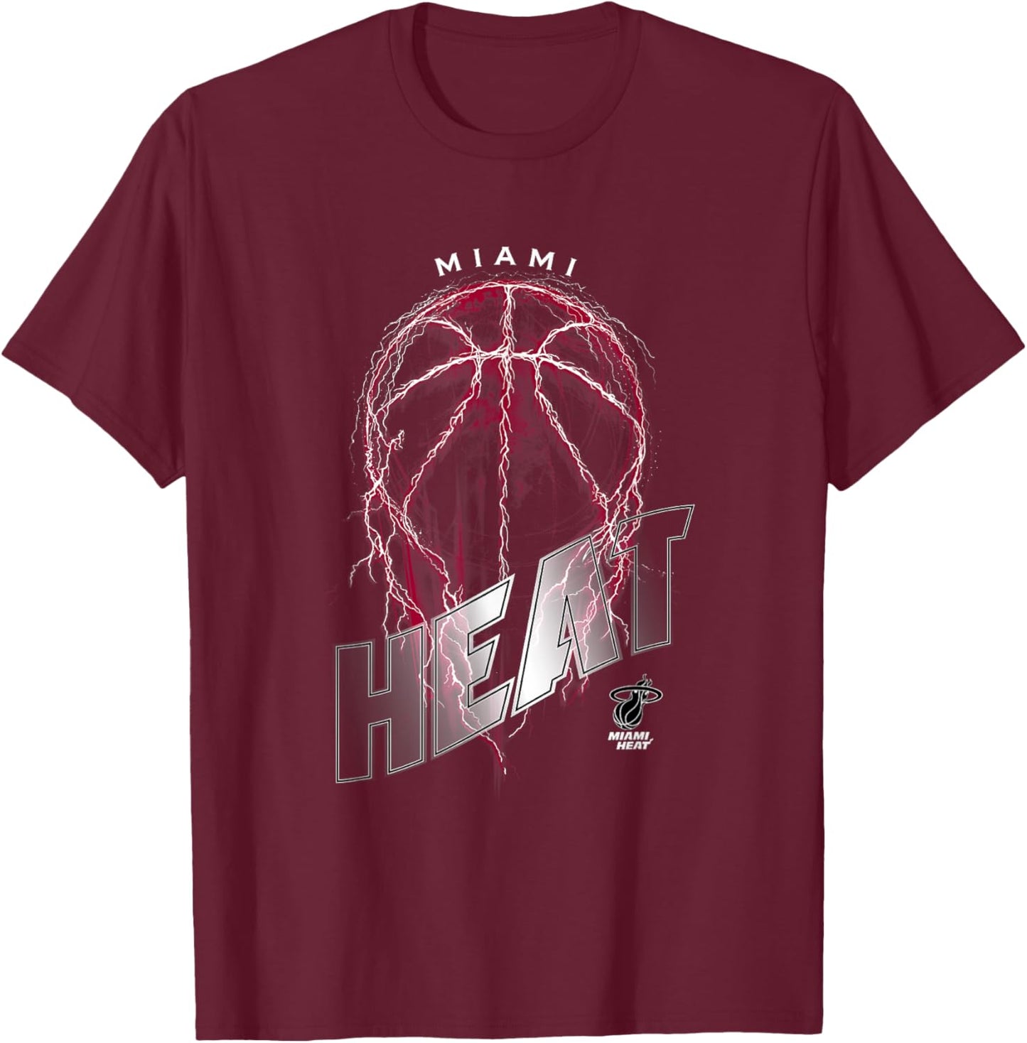 NBA Miami Heat Lightning Bolt Basketball Logo T-Shirt - T-Shirt | Maroon