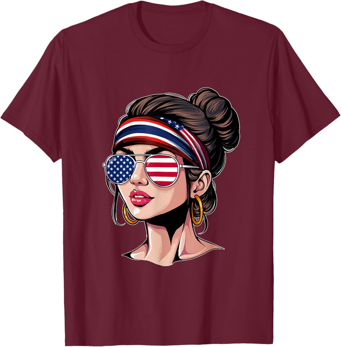 Half American Thai Girl USA Thailand Flag T-Shirt - T-Shirt | Maroon