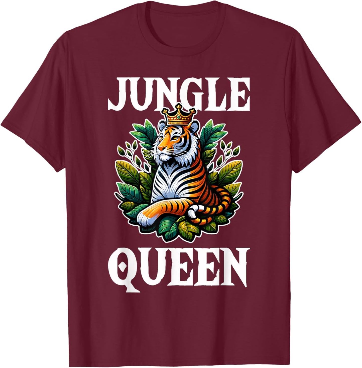 Jungle Queen Wild Animal Lover Wildlife Nature Graphic T-Shirt - T-Shirt | Maroon