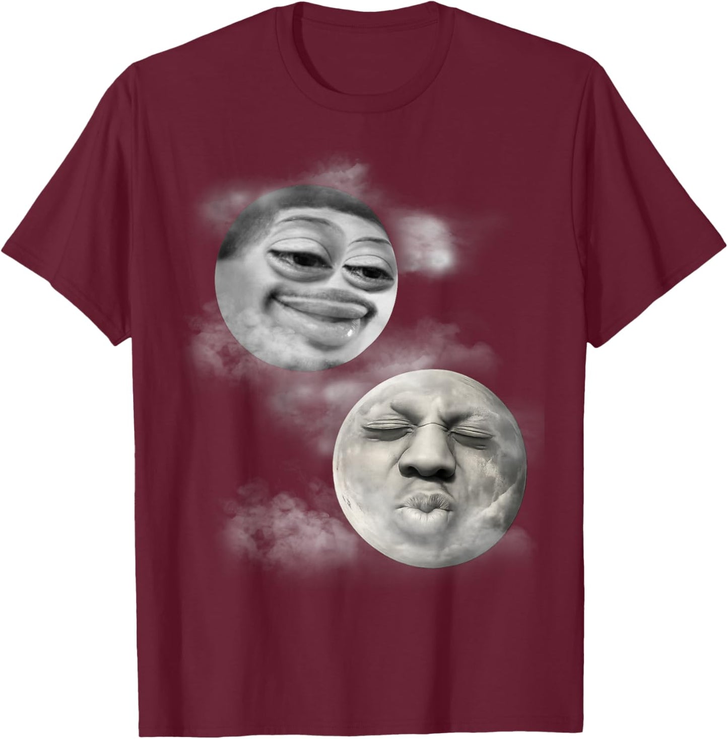 Funny Flight Reacts and Speed Moon Face Meme T-Shirt - T-Shirt | Maroon