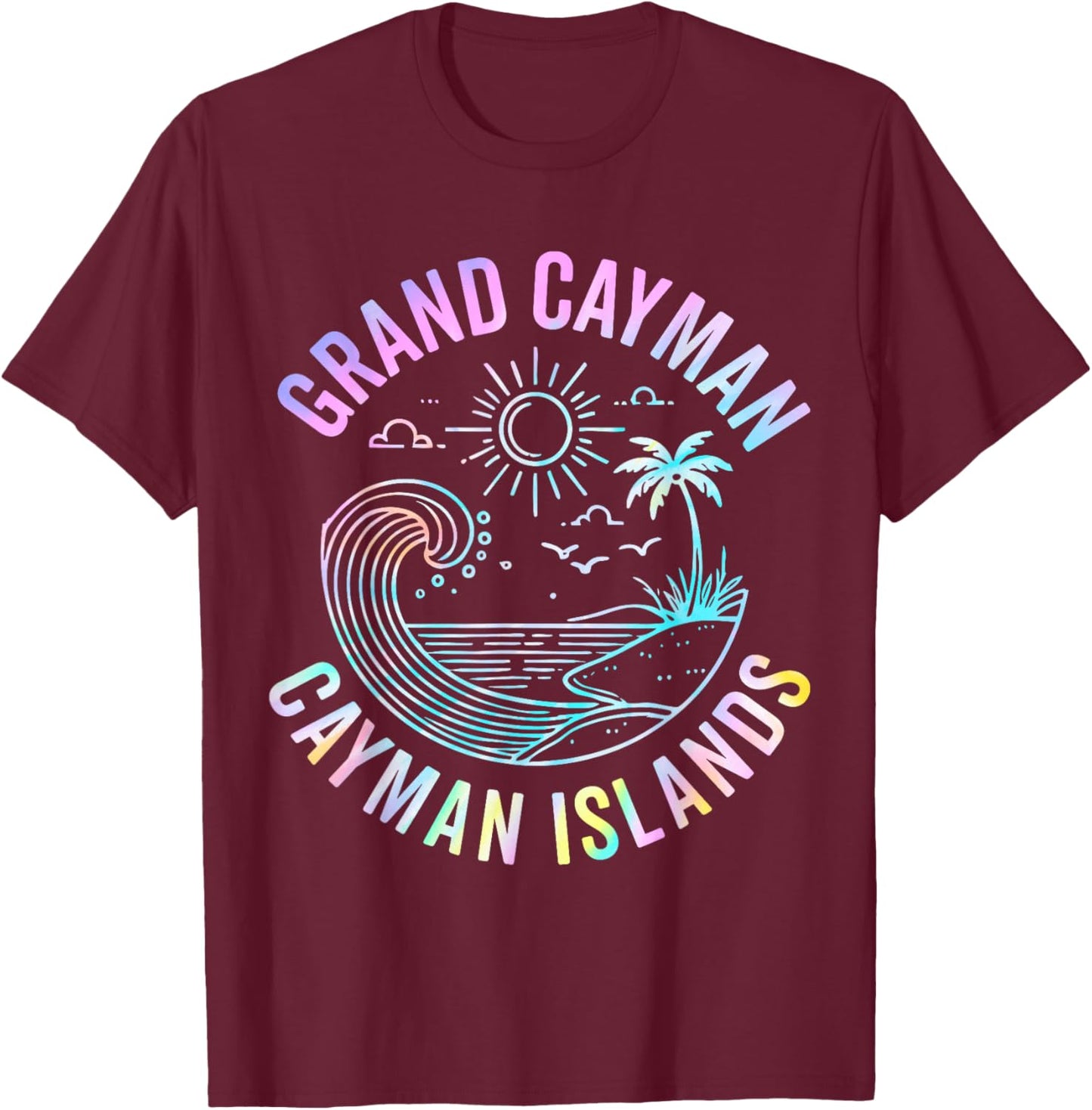 Tie Dye Grand Cayman Souvenirs Cayman Island Sunset Beach T-Shirt - T-Shirt | Maroon