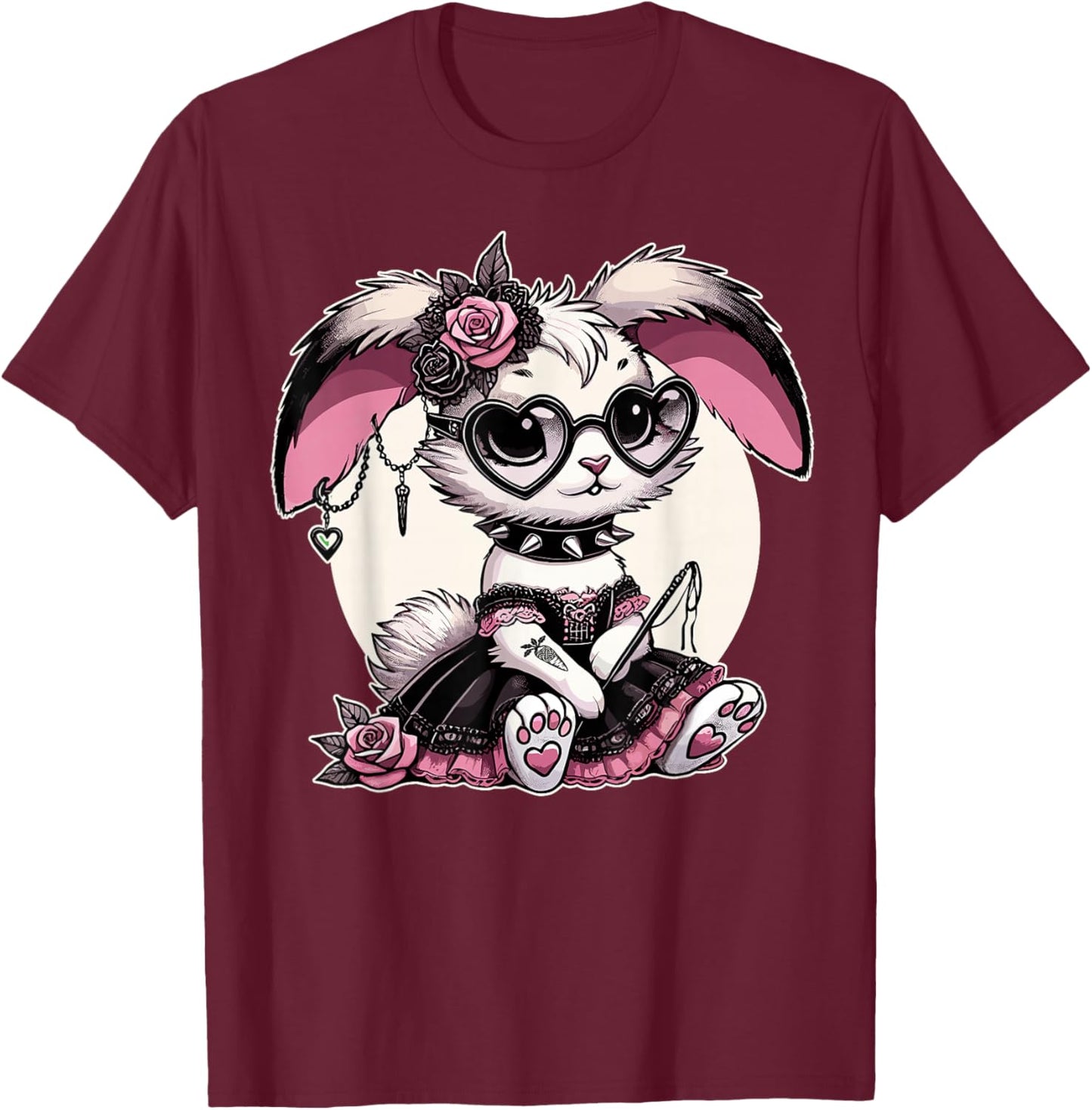 Gothic Pastel Goth Kawaii Bunny Alternative Aesthetic T-Shirt - T-Shirt | Maroon