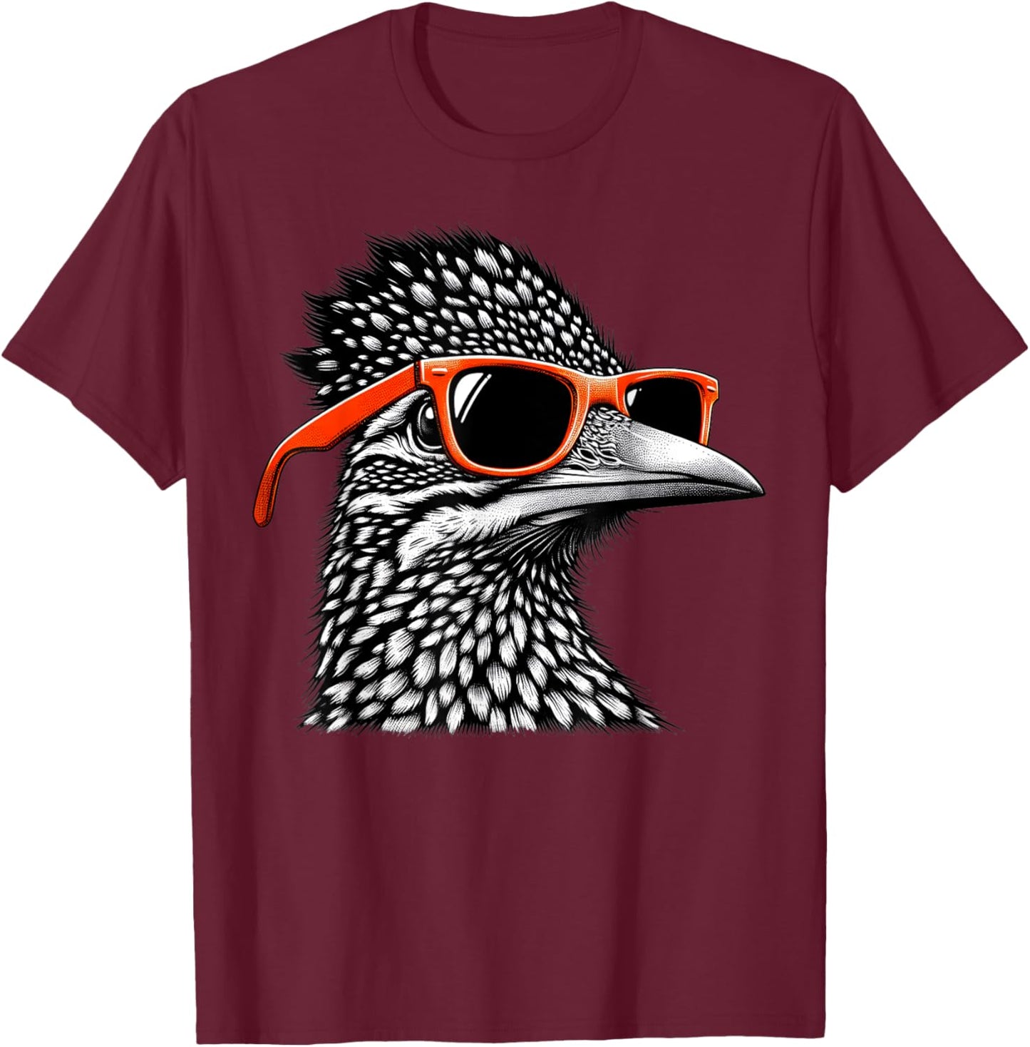 Cool Roadrunner Bird Wearing Sunglasses Graphic Art T-Shirt - T-Shirt | Maroon