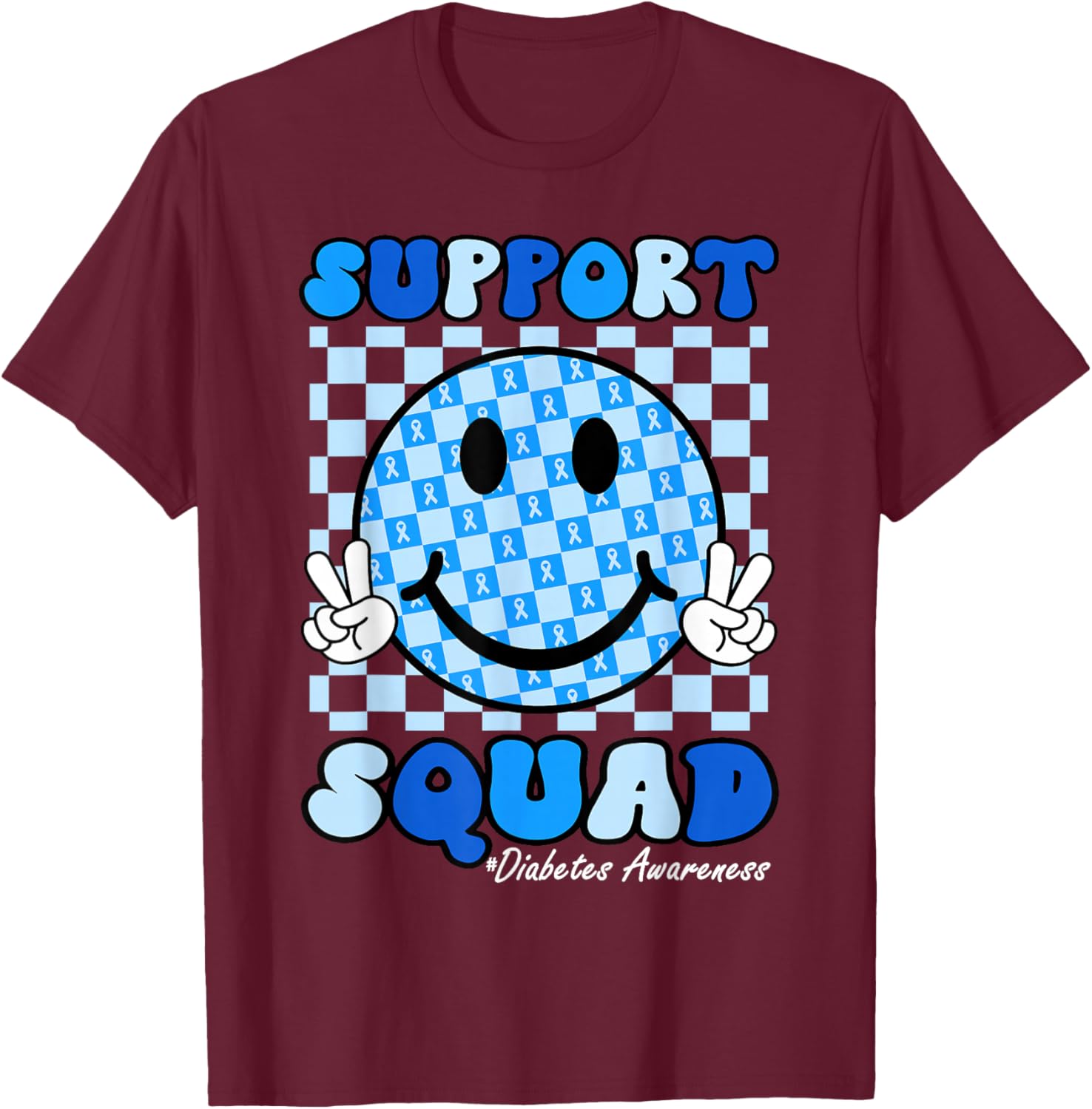In November We Wear Blue Diabetes Awareness Support Squad T-Shirt - T-Shirt | Maroon