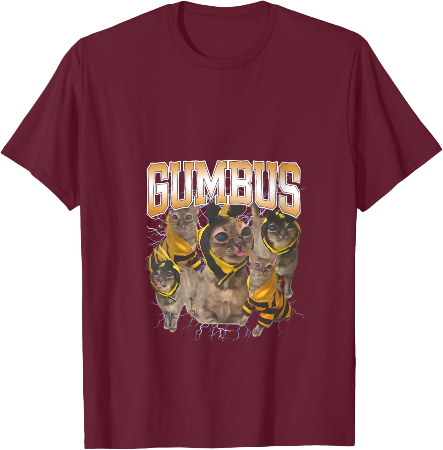 Funny Cat Gumbus Cat Lovers Trendy Cute Animal V-Neck T-Shirt - T-Shirt | Maroon