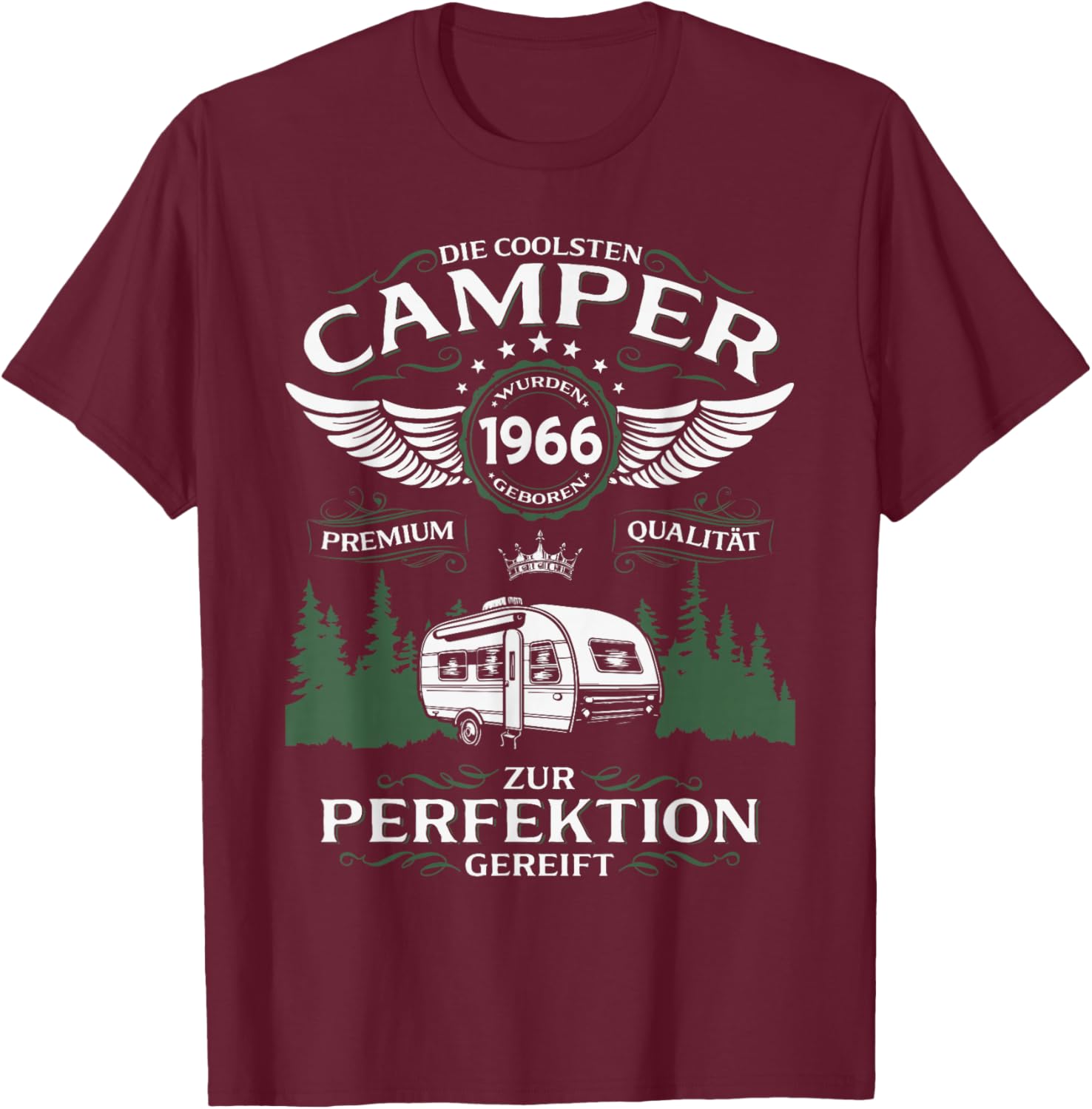 60. Geburtstag Mann Camper Camping Helden 1966 Lustiges T-Shirt - T-Shirt | Maroon