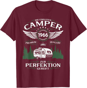 60. Geburtstag Mann Camper Camping Helden 1966 Lustiges T-Shirt - T-Shirt | Maroon