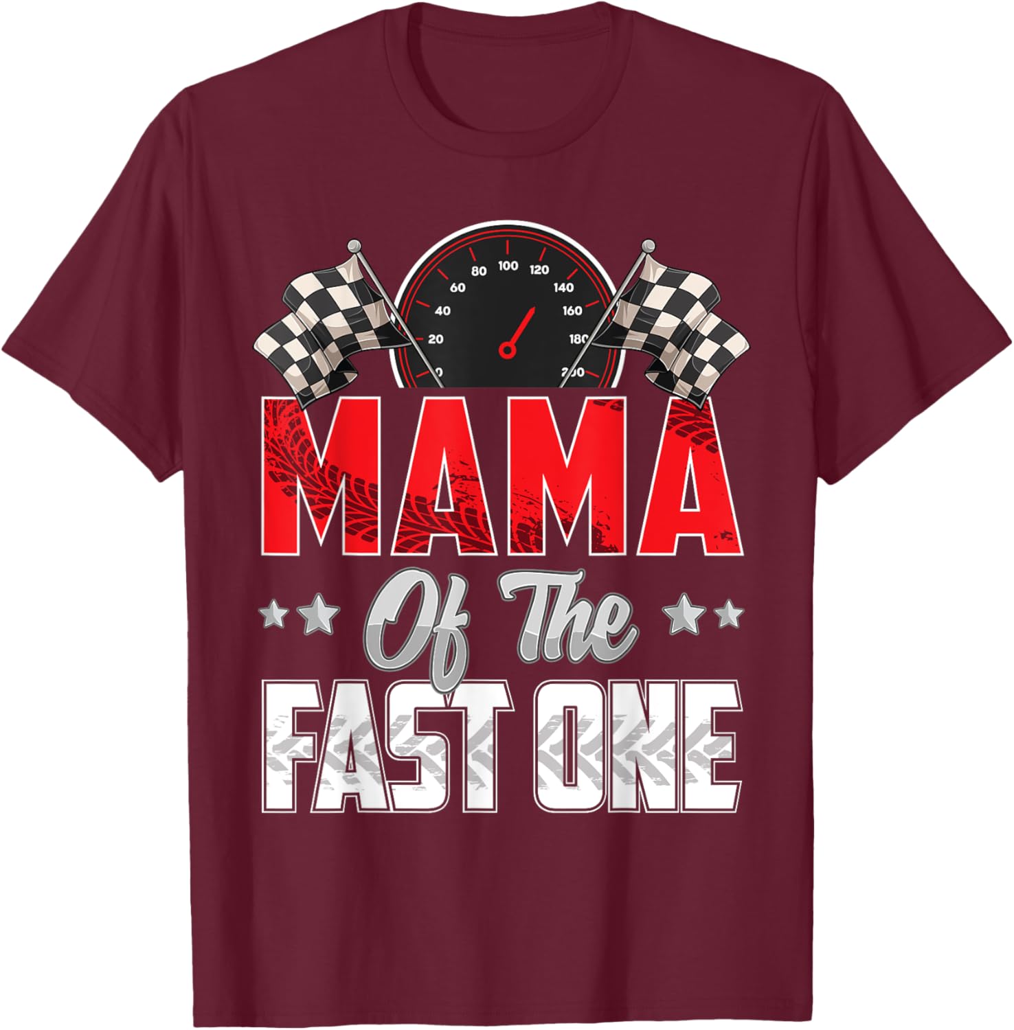 1 year old racing car fast one birthday 1st Family Mama T-Shirt - T-Shirt | Maroon