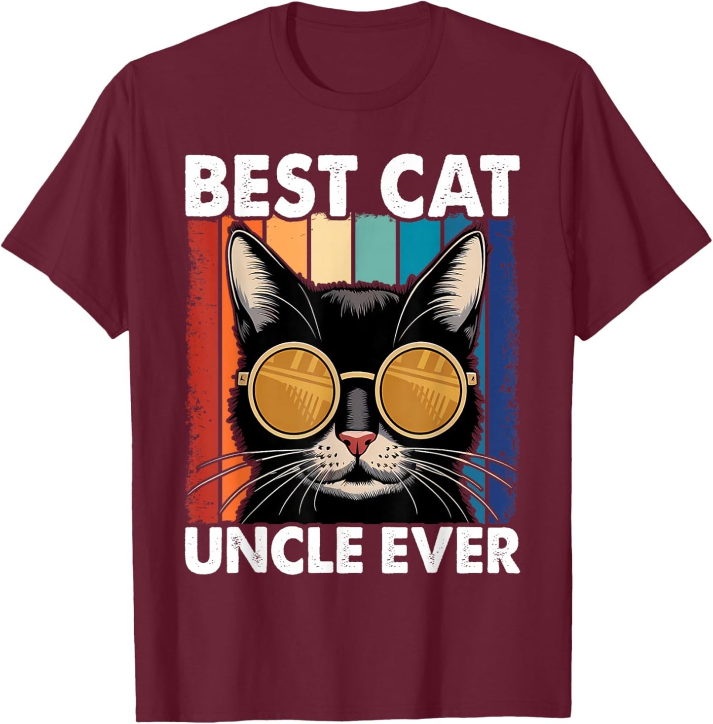 Best Cat Uncle Ever Men Cat Lover Black Cat Themed Funny Cat T-Shirt - T-Shirt | Maroon