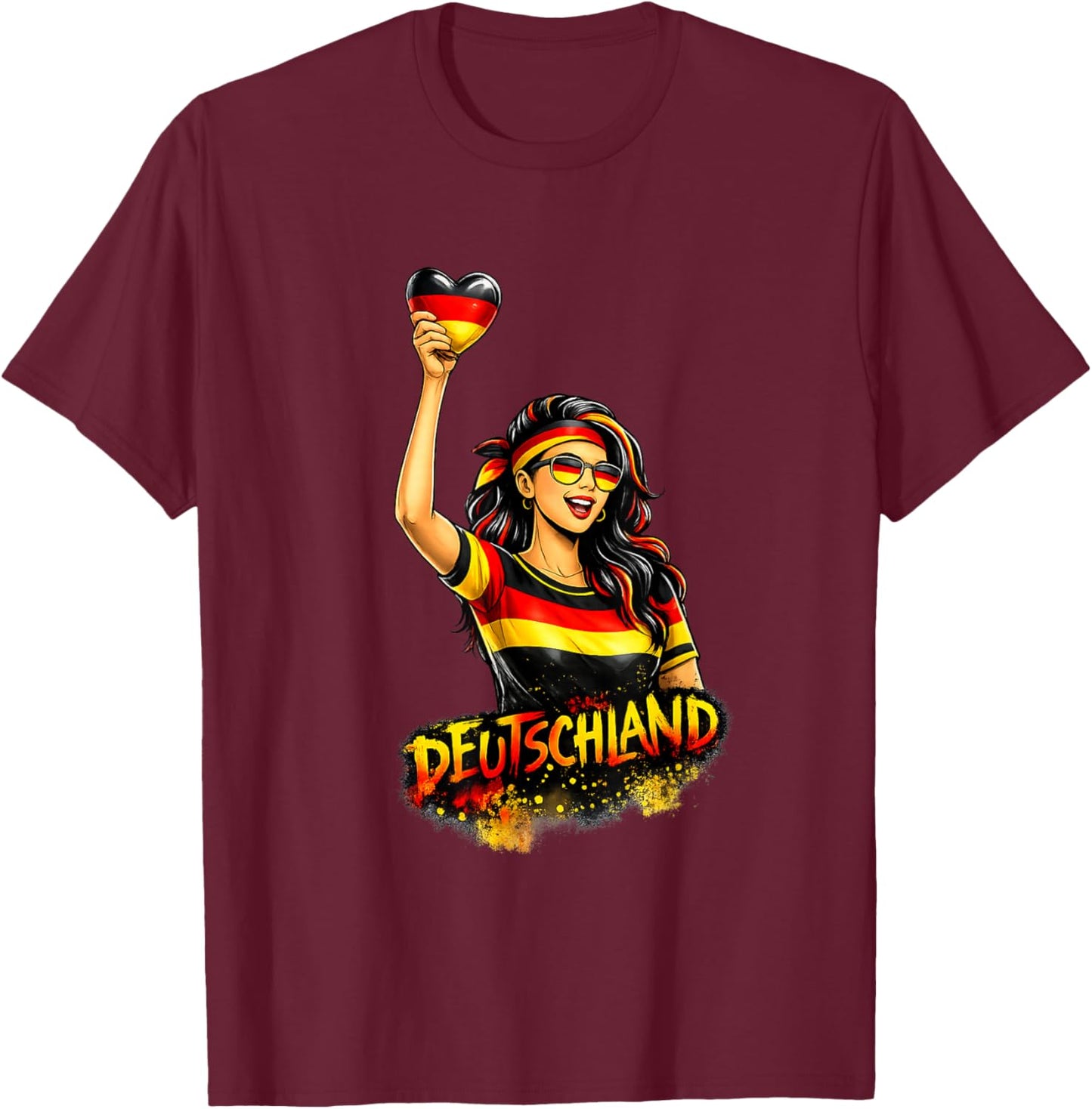 Deutschland Herz Deutsche Flagge Germany T-Shirt - T-Shirt | Maroon