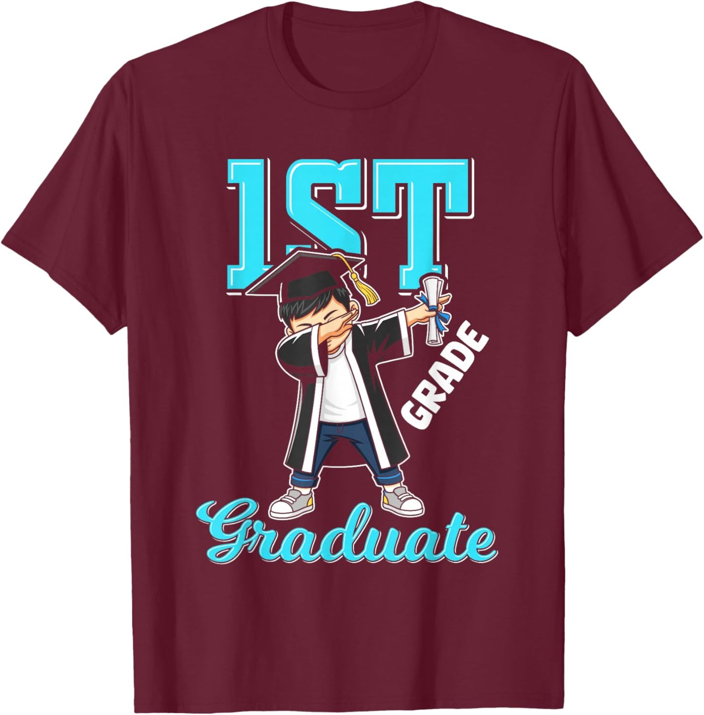 1st Grade Graduation 2026 Dabbing boy Class 26 Graduate T-Shirt - T-Shirt | Maroon